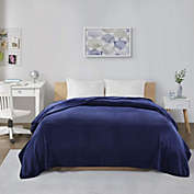 Gracie Mills Microlight Plush Oversized Blanket, King, Navy - ID51-832