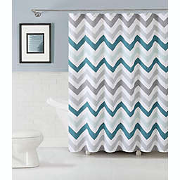 Kate Aurora Living 100% Cotton Chevron Fabric Shower Curtains - Aqua