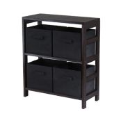 Winsome Capri 2-Section M Storage Shelf With 4 Foldable Black Fabric Baskets
