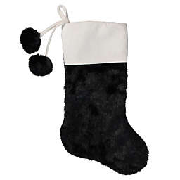 Northlight 20.5-Inch Black and White Christmas Stocking with Corduroy Cuff