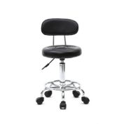 Stock Preferred  Round Shape Adjustable Salon Stool with Back and Line in Black