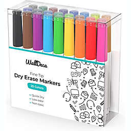 WallDeca Low-Odor Dry Erase Markers, 25 Colors, Fine Tip