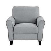 Lazzara Home Aleron 37 in. W Round Arm Fabric Straight Chair in Dark Gray