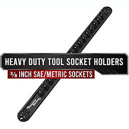 Precision Defined Aluminum Tool Socket Holder   Black, Single 3/8-Inch x 16 Clips   Heavy Duty Organizer
