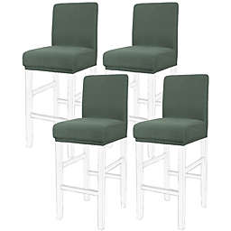 PiccoCasa Pub Counter Height Chair Covers With Elastic Band, 4 Pieces, Dark Cyan
