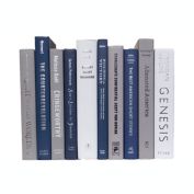 Booth & Williams Blue, White, Grey Team Colors Decorative Books, One Foot Bundle of Real, Shelf-Ready Books