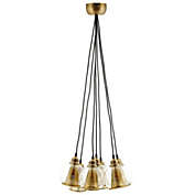 Modway Peak Brass Cone and Glass Globe Cluster Pendant Chandelier (3083)