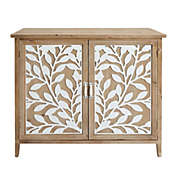 Benzara DunaWest 34 Inch Wood Console Buffet Cabinet Sideboard Table with Mirror Motifs