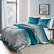Byourbed Coma Inducer Queen Duvet Cover - Ombre Velvet Crush - Ocean Depths Teal/Silver Gray
