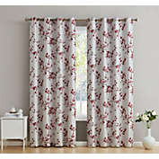 THD Jasmine Floral Faux Silk 100% Blackout Window Curtain Grommet Top Panels, Set of 2