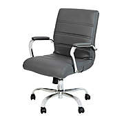 Flash Furniture Mid-Back Gray LeatherSoft Executive Swivel Office Chair with Chrome Frame and Arms