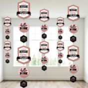 Big Dot of Happiness Rose Gold Happy New Year - 2023 New Years Eve Party DIY Dangler Backdrop - Hanging Vertical Decorations - 30 Pieces