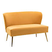 KARAT HOME Cuneo 45" Contemporary Loveseat for Living Room and Bedroom Tufted Back 3-Seater Sofa in MUSTARD