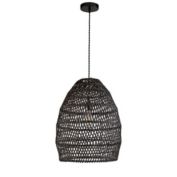 ELE Light & Decor Veremund 1-Light Black Pendant Design Pendant Light with Rattan Shade