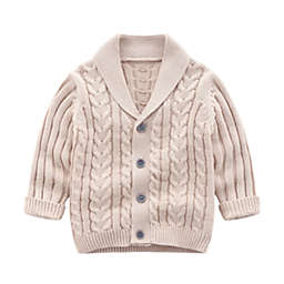 Laurenza's Boys Oatmeal Beige Cable Knit Cardigan Sweater