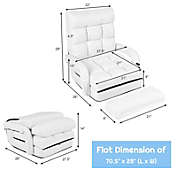 Costway Folding Lazy Floor Chair Sofa with Armrests and Pillow-White