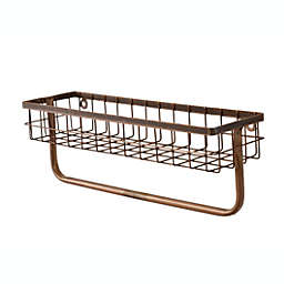 Audreys Copper Finished Single Tier Metal Wire Wall Shelf with Towel Holder