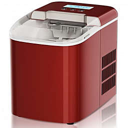 Costway 26 lbs Countertop LCD Display Ice Maker with Ice Scoop-Red