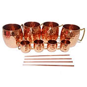 Set of 4 Modern Home Moscow Mule Mug / Shot Glass / Straw Complete Set 100% Copper