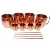 Set of 4 Modern Home Moscow Mule Mug / Shot Glass / Straw Complete Set 100% Copper