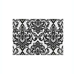 Evergreen Damask Black and White Layering Mat Indoor Outdoor 2'2