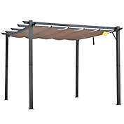 Outsunny 10&#39; x 10&#39; Outdoor Pergola Aluminum Gazebo w/ Retractable Canopy for Patio, Backyard, Party, Charcoal Grey