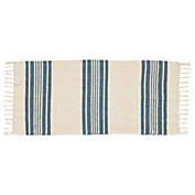 Farmlyn Creek Blue Striped 2x5 Rug Runner with Tassels for Hallway, Entryway, Kitchen, Dorm, Bedroom, Bathroom