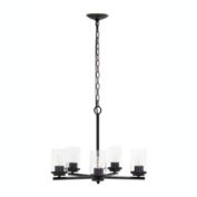 Elegant Designs 20.5" Traditional Vintage Modern Industrial 5-Light Metal And Clear Glass Kitchen Island Hanging Ceiling Pendant , Restoration Bronze