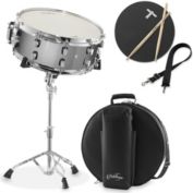 Ashthorpe Snare Drum Set with Remo Head - Student Beginner Kit with Stand, Padded Gig Bag, Practice Pad, Neck Strap, and Sticks