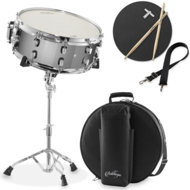 Ashthorpe Snare Drum Set with Remo Head - Student Beginner Kit with Stand, Padded Gig Bag, Practice Pad, Neck Strap, and Sticks. View a larger version of this product image.