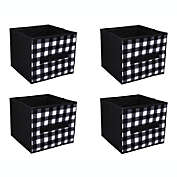 Kitcheniva Collapsible Storage Cubes 4 Pack Black & White Fabric 9x9x8