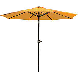 9FT Patio Umbrella Outdoor Market Table Crank Tilt Gold Deck Garden Balcony