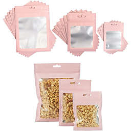 Sparkle and Bash Pink Resealable Plastic Bags, Clear Storage Bags in 3 Sizes (120 Pack)