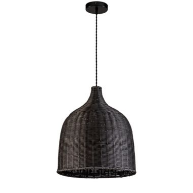ELE Light & Decor Reely 1-Light Black Pendant Design Pendant Light with Rattan Shade. View a larger version of this product image.