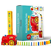 Atlasonix Domino Train Set - 80 Pcs. Fun and Colorful Train That Prepares Your Domino Rally Experience Quickly and Automatically for Boys and Girls Age 3-8   Red