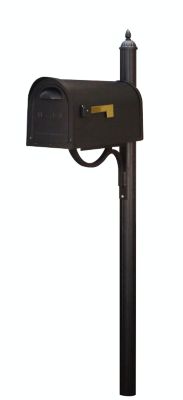Special Lite Products Classic Curbside Mailbox with Richland Mailbox Post - Black