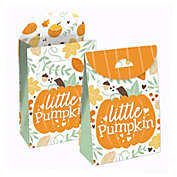 Big Dot of Happiness Little Pumpkin - Fall Birthday or Baby Shower Gift Favor Bags - Party Goodie Boxes - Set of 12
