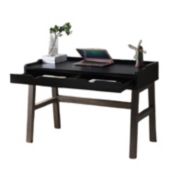 FC Design 47.25"W Two-Tone Home Office Writing Desk with 2 Drawers in Distressed Grey & Black Finish