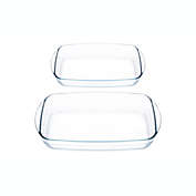 Lexi Home Glass Rectangular Baking Dish Set of 2 - Large Oven Safe Glass Casserole Set (11" & 14" Inches)