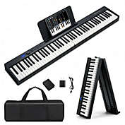 Costway 88-Key Foldable Digital Piano with MIDI and Wireless BT-Black
