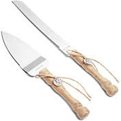 Sparkle and Bash Rustic Wedding Cake Knife and Server Set (2 Pieces)