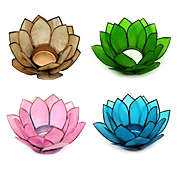 Things2Die4 Set of 4 Colorful Capiz Shell Lotus Flower Small Tealight Candle Holders