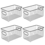 mDesign Metal Kitchen Pantry Food Storage Basket Bin, 10" Long, 4 Pack