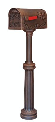 Special Lite Products Hummingbird Curbside Mailbox with Bradford Surface Mount Mailbox Post - Copper