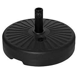 Outsunny Fillable Patio Umbrella Base Stand, Round Plastic Umbrella Holder for Outdoor, Patio, Garden,Deck and Beach, Fit Dia 38mm Pole, Black