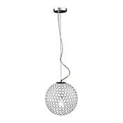 Elegant Designs Home Decorative 12 Inch Round Crystal Ball Sphere with Chrome Accents Pendant