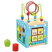 TOOKYLAND Play Cube Activity Center - 6pcs - 5-in-1 Wooden Educational Toy with Bead Maze and Shape Sorter, for Toddlers 18 Months +