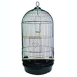 YML  A1564 Bar Spacing Round Bird Cage with Removable Plastic Tray, Black - Small