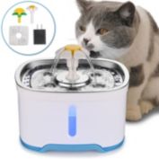 Ownpets Pet Water Fountain for Cat and Dog with LED Light & Stainless Steel Drinking Panel