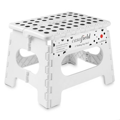 Casafield 9" Folding Step Stool with Handle - Portable Collapsible Small Plastic Foot Stool for Kids and Adults - Use in the Kitchen, Bathroom and Bedroom